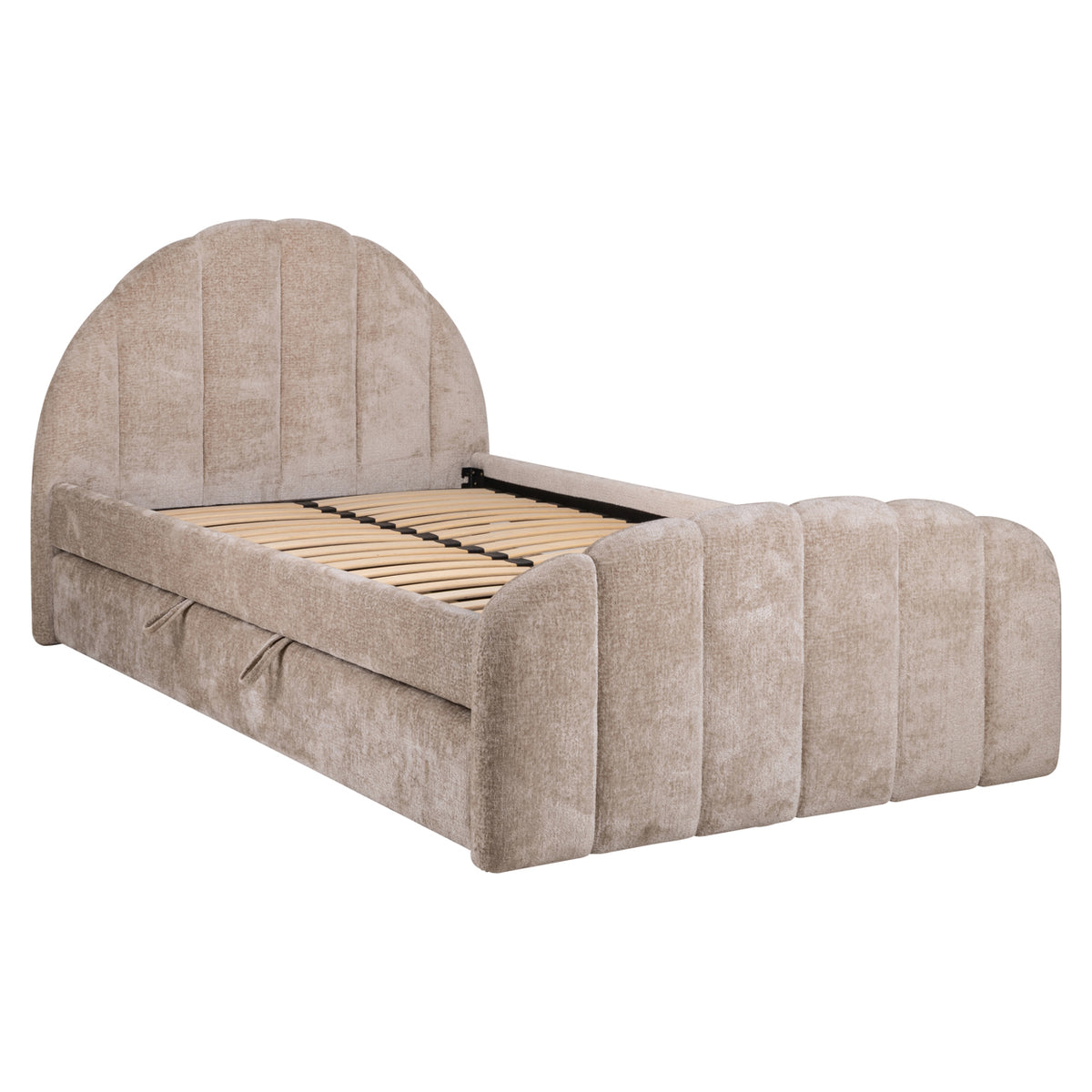Bett Pixie clay chenille 120x200 with pull-out bed