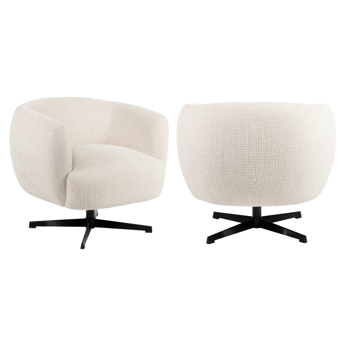 Lounge Stuhl Estelle beige blockweave swivel