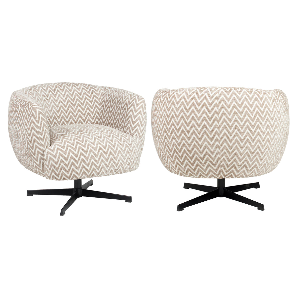 Lounge Stuhl Estelle sand chevron swivel