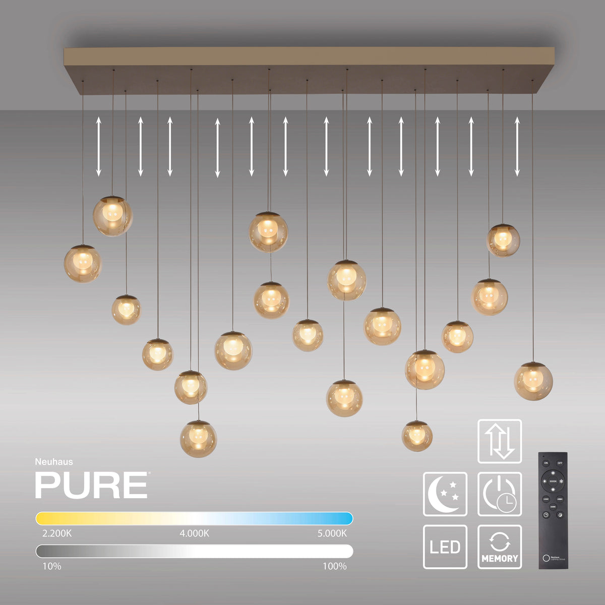 PURE Popup, Pendelleuchte, 1500x400x1800