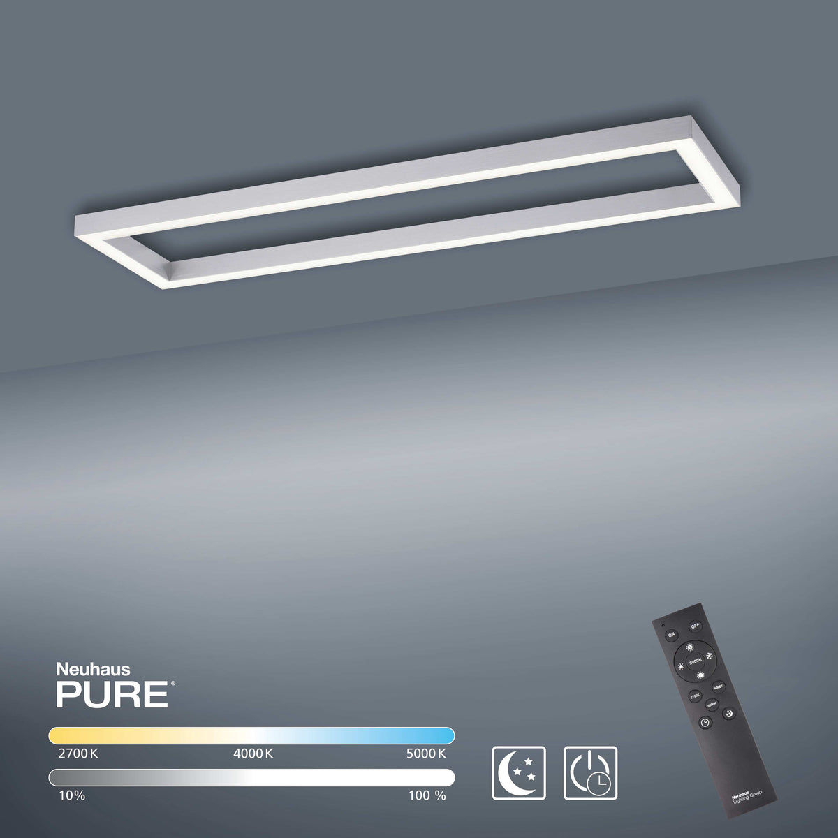 PURE Lines Square, Deckenleuchte, 1100x300x39