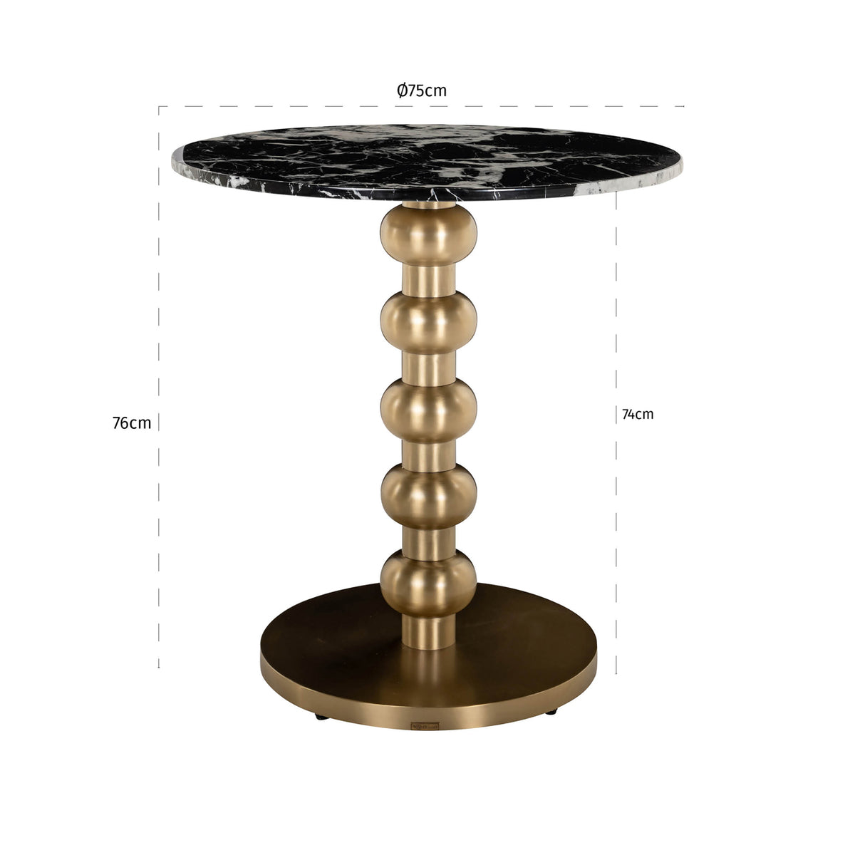 Bistro-Tisch Witlox black/gold 75Ø
