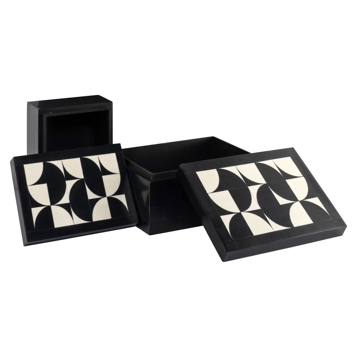 Aufbewahrungsbox Rae black/white (Set of 2)