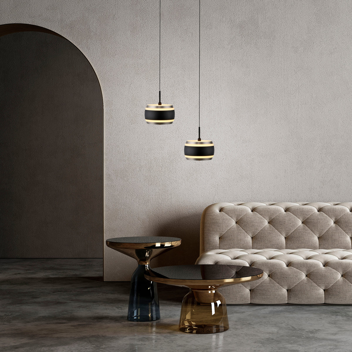 PURE Falling Rings, Pendelleuchte, 130x130x2000x130