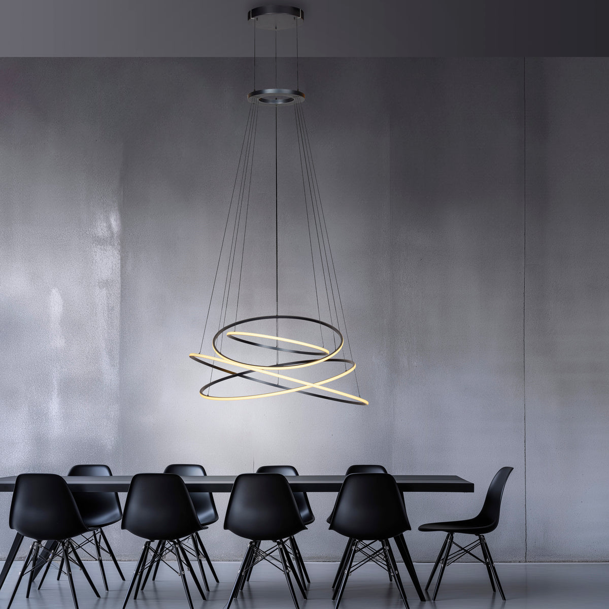 PURE E-Flying Rings, Pendelleuchte, 1100x1100x6000x1100