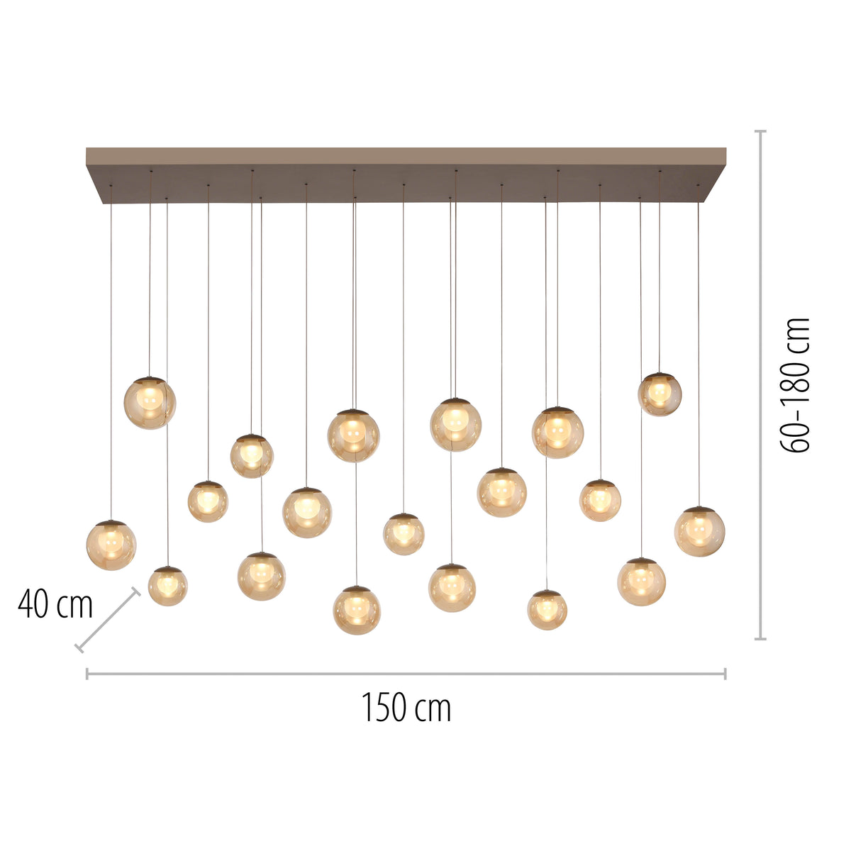 PURE Popup, Pendelleuchte, 1500x400x1800