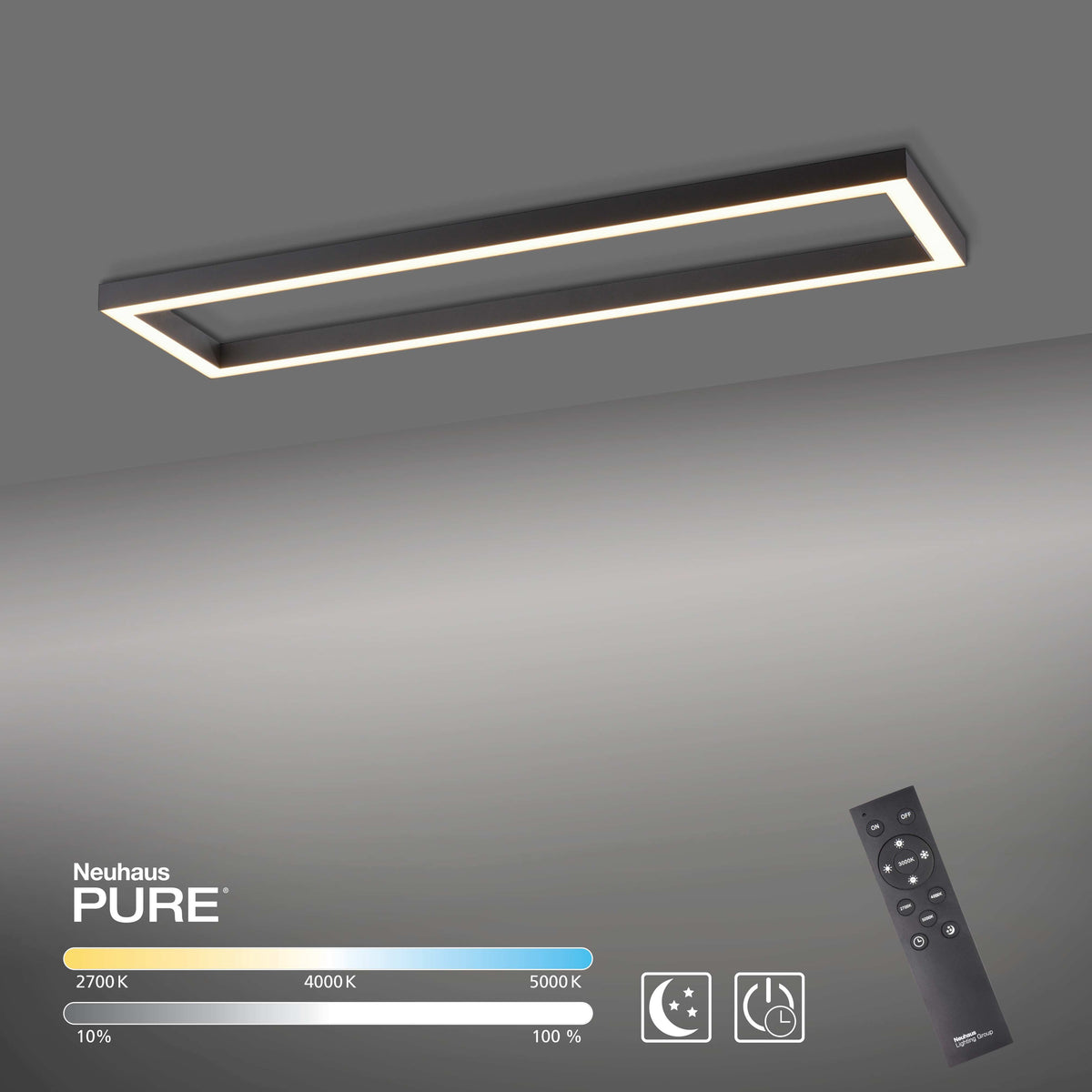 PURE Lines Square, Deckenleuchte, 1100x300x39