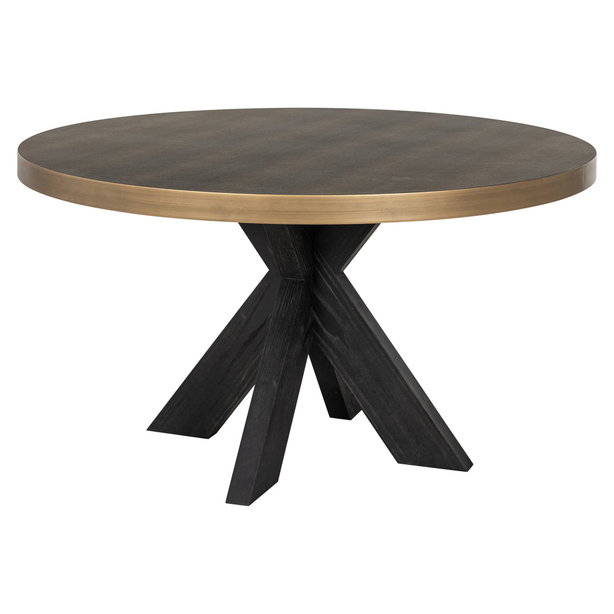 Esstisch Bloomville brass shagreen incl. glass top 140Ø