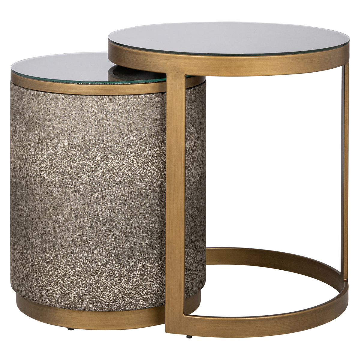 Beistelltisch Bloomville brass shagreen incl. glass (Set of 2)