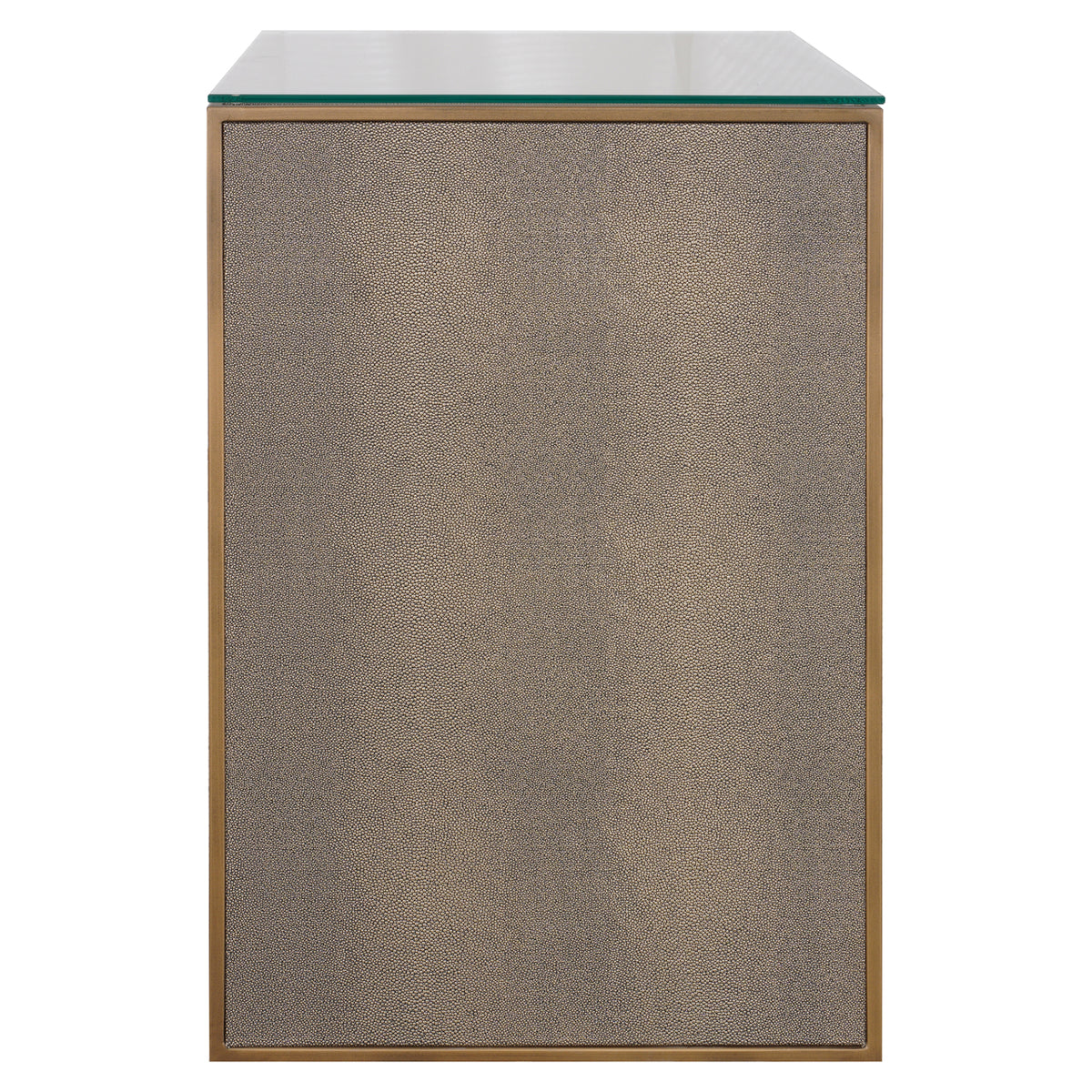 Nachttisch Bloomville brass shagreen incl. glass top
