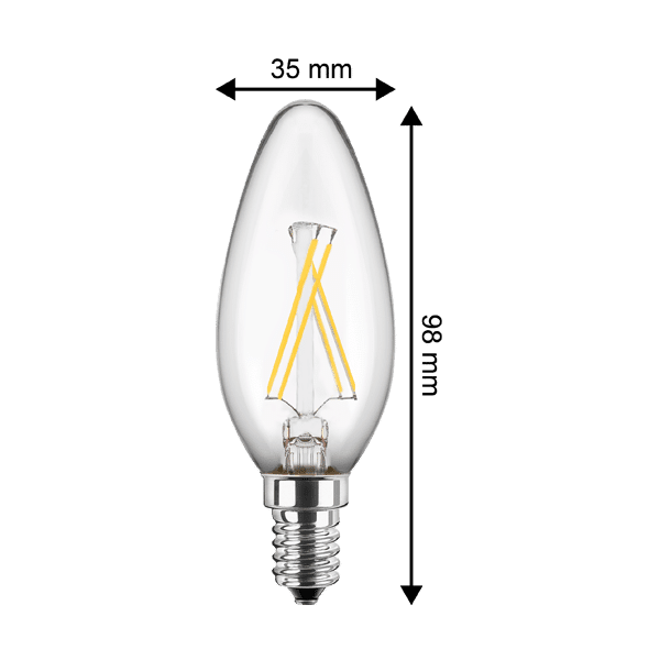 Leuchtmittel - Kerze 4,5W (≈40W) 2700K Ø3,5cm 2er Set