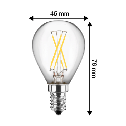 LED Filament Glühfaden Tropfen 4 Watt 470 Lumen (ersetzt 40 Watt) warmweiß E14
