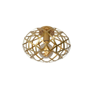 Die Deckenleuchte - Thor gold von Licht Factory ist eine Deckenleuchte mit einem runden, gitterartigen Goldrahmen mit freiliegender Glühbirne. Ihr geometrisches Design verbindet auf elegante Weise moderne Ästhetik und erzeugt bei Beleuchtung komplizierte Schatten.