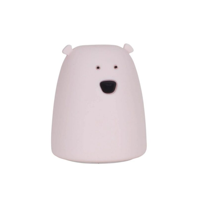 Das Nachtlicht - Lilly Bär von Licht Factory ist eine kleine, minimalistische Figur in Bärenform mit winzigen schwarzen Augen und Nase. Das abgerundete Design umfasst zierliche Ohren an der Oberseite und die glatte, matte Oberfläche unterstreicht seine klare Ästhetik.