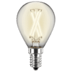 Das Leuchtmittel - klar E14 4Watt Tropfen von Licht Factory ist eine Vintage-LED-Glühbirne mit sichtbarem Glühfadendesign. Ihre klare Oberfläche und der silberne Metallschraubsockel strahlen ein warmes Licht aus und heben das komplizierte Glühfadenmuster im Inneren hervor.