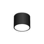 Die Aufbauleuchte Luana, eine schwarze zylindrische Leuchte mit schlichtem, modernem Design, lenkt das Licht elegant nach unten und verleiht jedem Raum Eleganz.