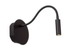 Die Akku-Wandleuchte - FlexiGlow, eine schwarze LED-Leselampe mit Schwanenhals zur Wandmontage, verfügt über einen runden Sockel und einen verstellbaren Hals für optimale Positionierung. Diese elegante Leuchte bietet Stil und Funktionalität und beleuchtet Ihren Raum mühelos.