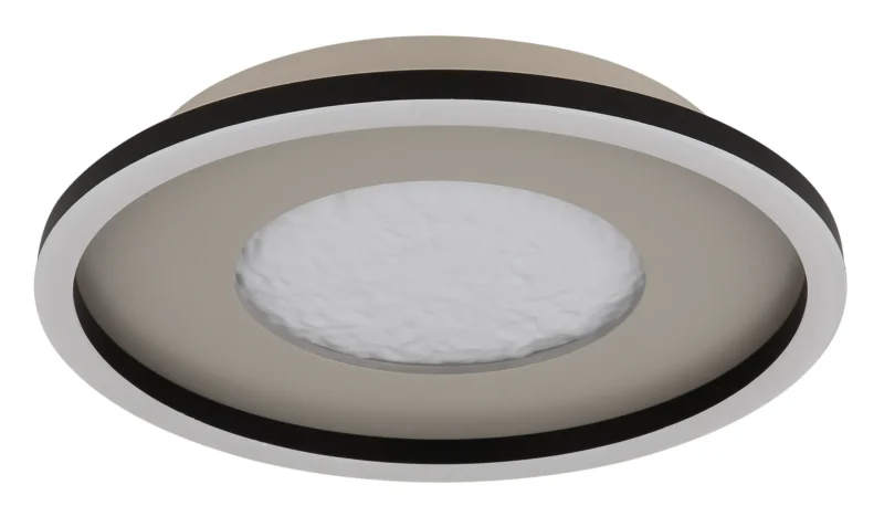 Deckenleuchte in braun die leuchte ist aus und hat ein schwarzen ring