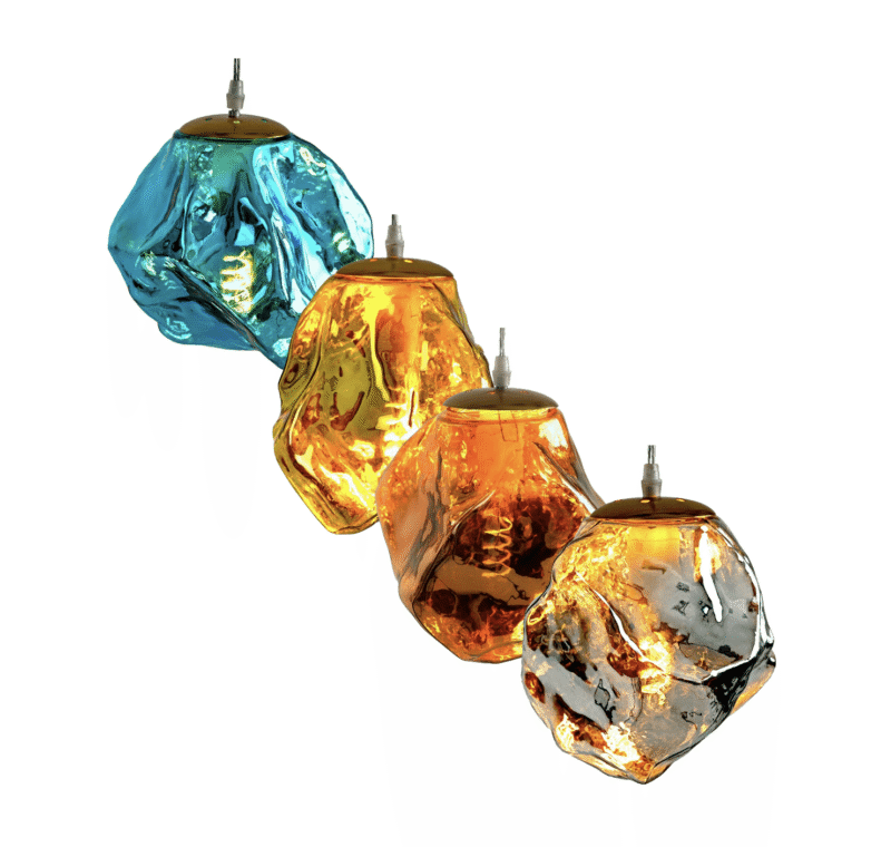 bunte Gläser für Pendelleuchten aussehen wie Feuer