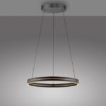 led pendelleuchte I schwarz mit led ring an der decke in einem grauen raum