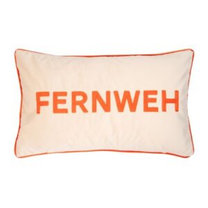 Fernweh Kissen in sand orange mit Aufschrift