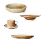 rustic cream ceramic lessens set mit verschiedenen vatiationene