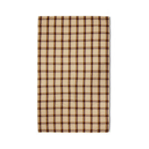 Tischdecke kariert in braun beige tönen auf weißem Hintergrund