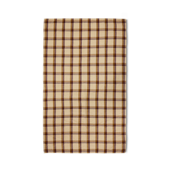 Tischdecke kariert in braun beige tönen auf weißem Hintergrund